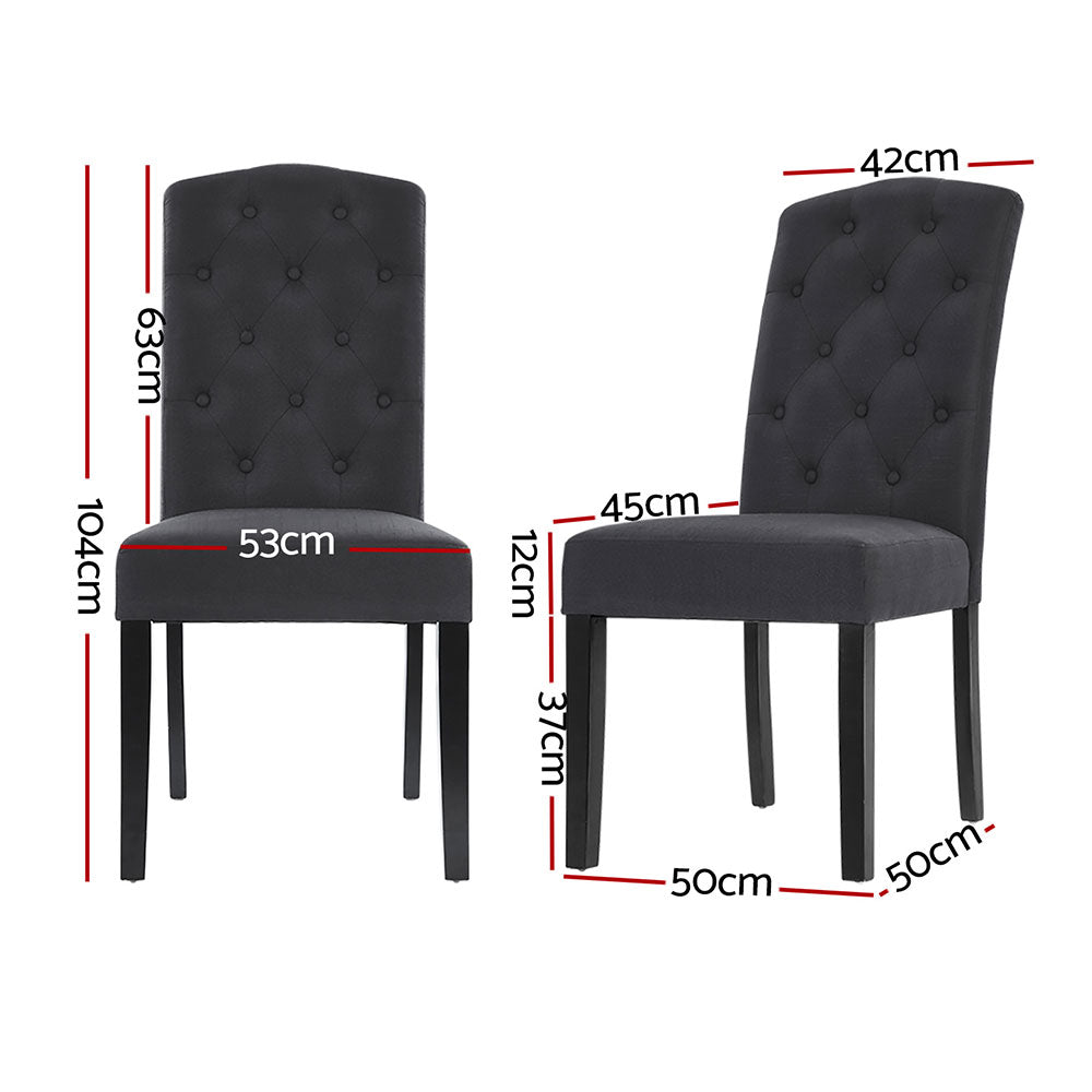 Beatrice Linen Dining Chair - Dark Grey (Set of 4)