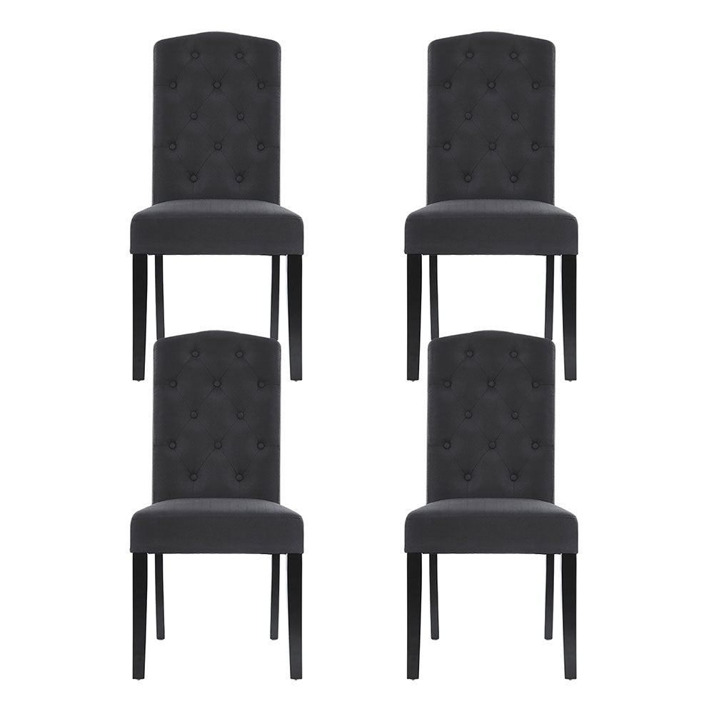 Beatrice Linen Dining Chair - Dark Grey (Set of 4)