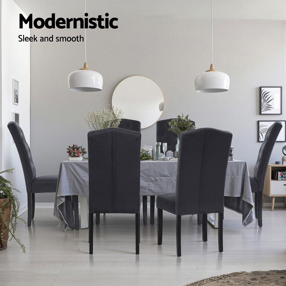 Beatrice Linen Dining Chair - Dark Grey (Set of 4)