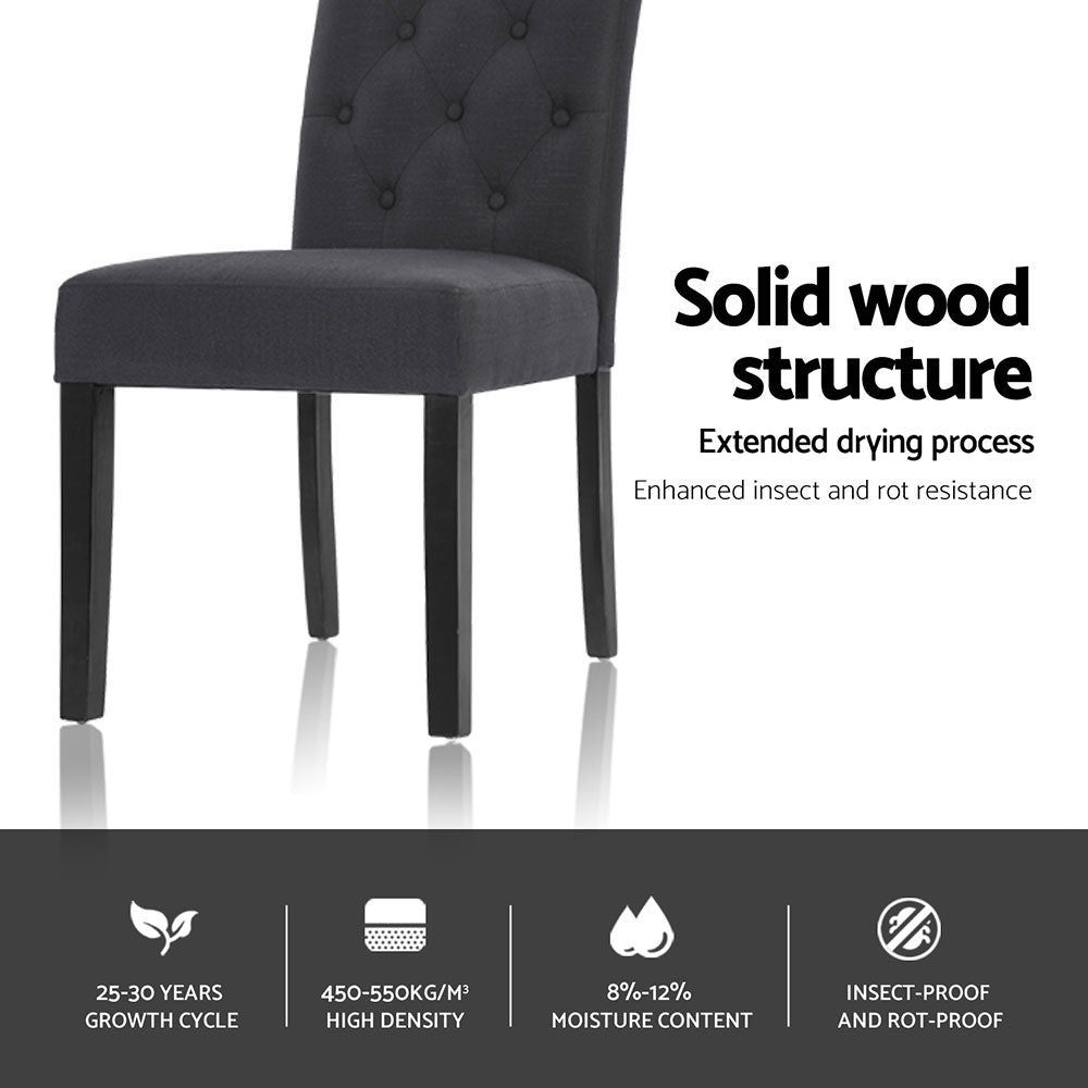 Beatrice Linen Dining Chair - Dark Grey (Set of 4)