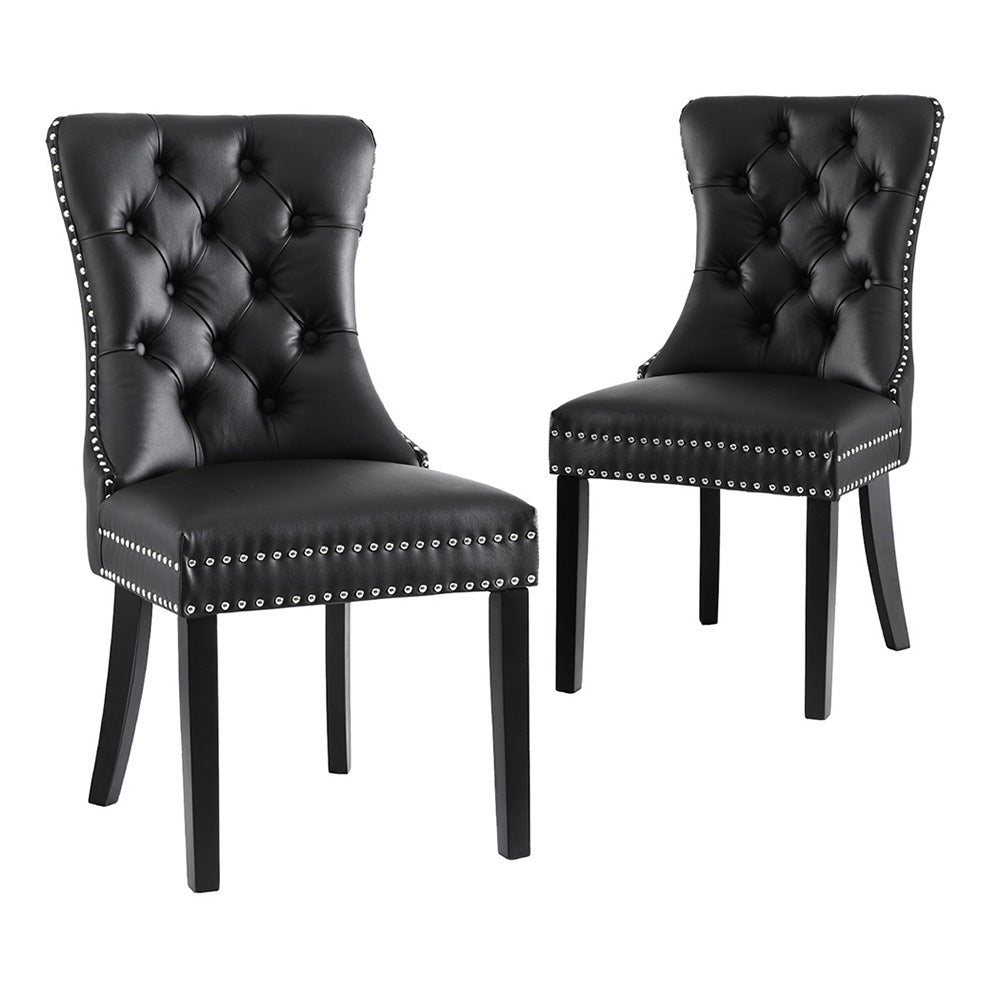 Florence PU Leather Dining Chair - Black (Set of 2)