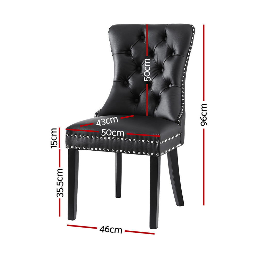 Florence PU Leather Dining Chair - Black (Set of 2)