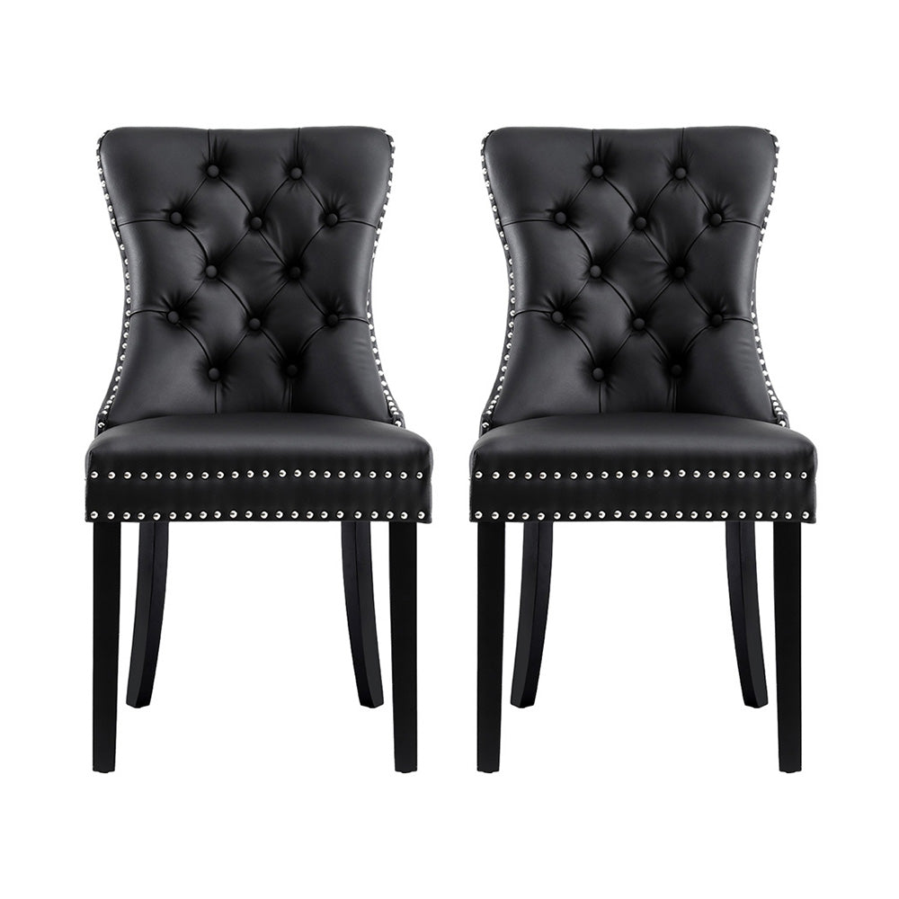 Florence PU Leather Dining Chair - Black (Set of 2)