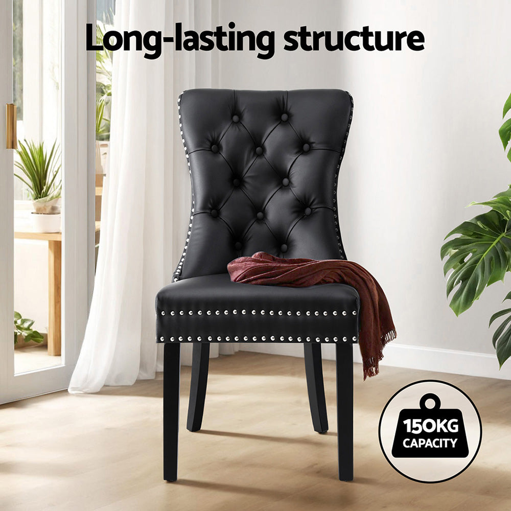 Florence PU Leather Dining Chair - Black (Set of 2)