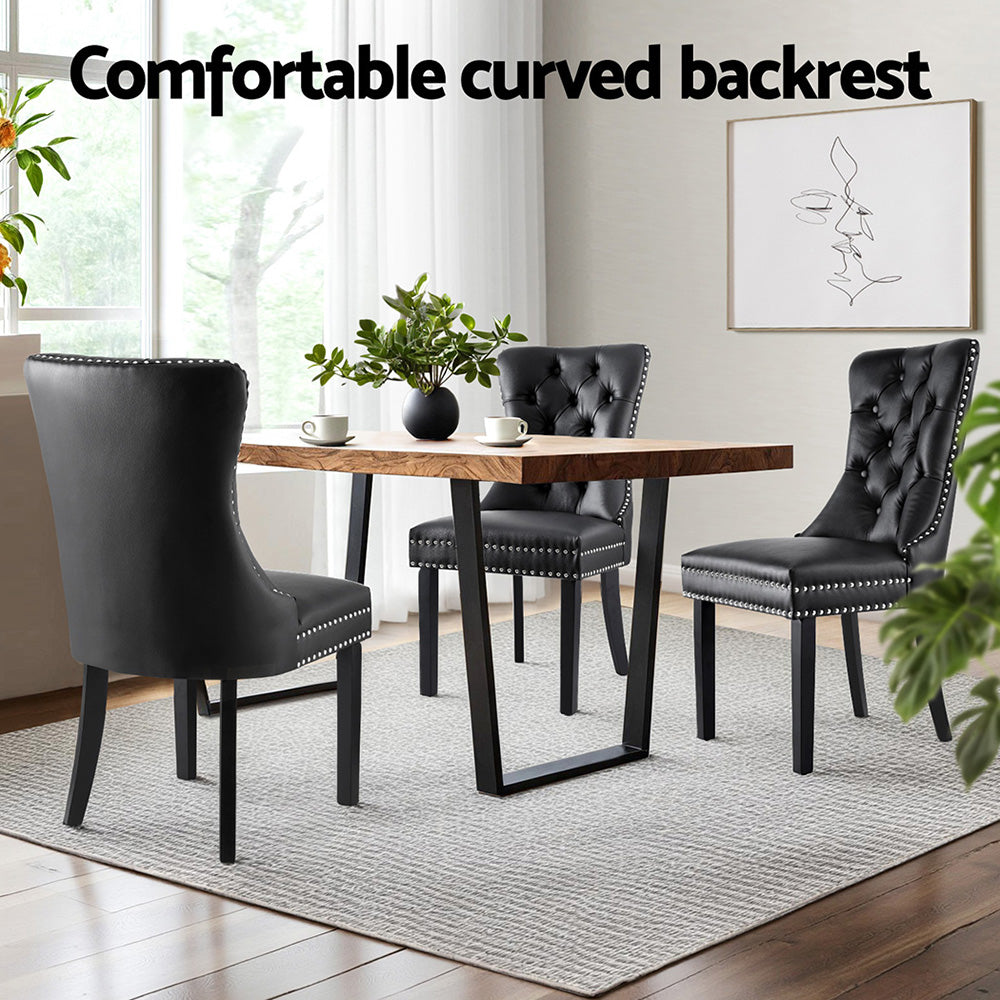 Florence PU Leather Dining Chair - Black (Set of 2)