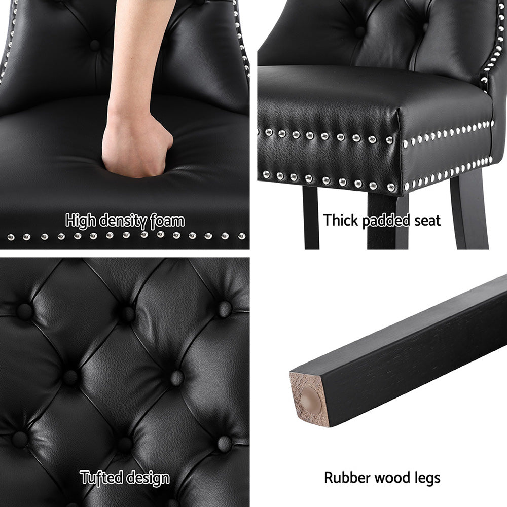 Florence PU Leather Dining Chair - Black (Set of 2)
