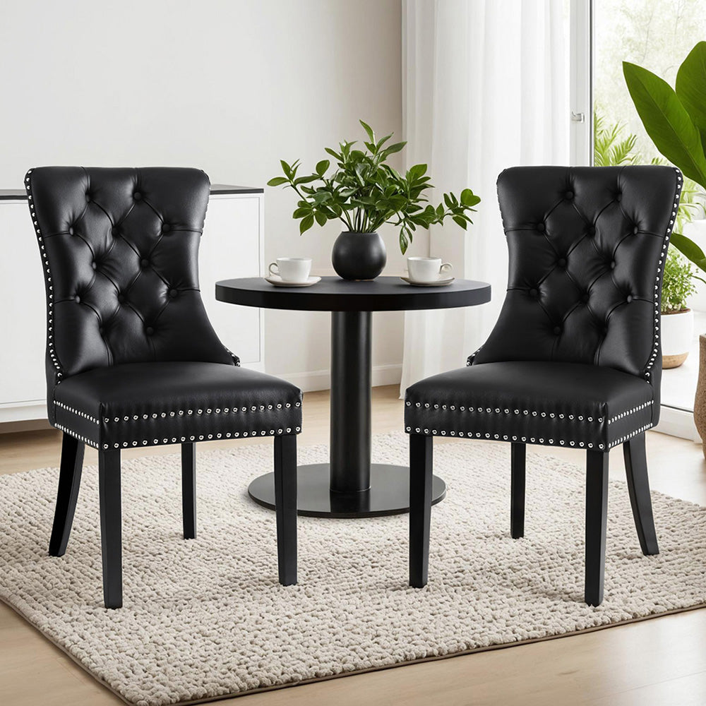 Florence PU Leather Dining Chair - Black (Set of 2)