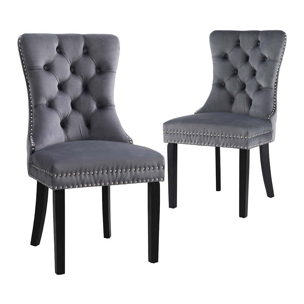 Florence Velvet Dining Chair - Grey (Set of 2)