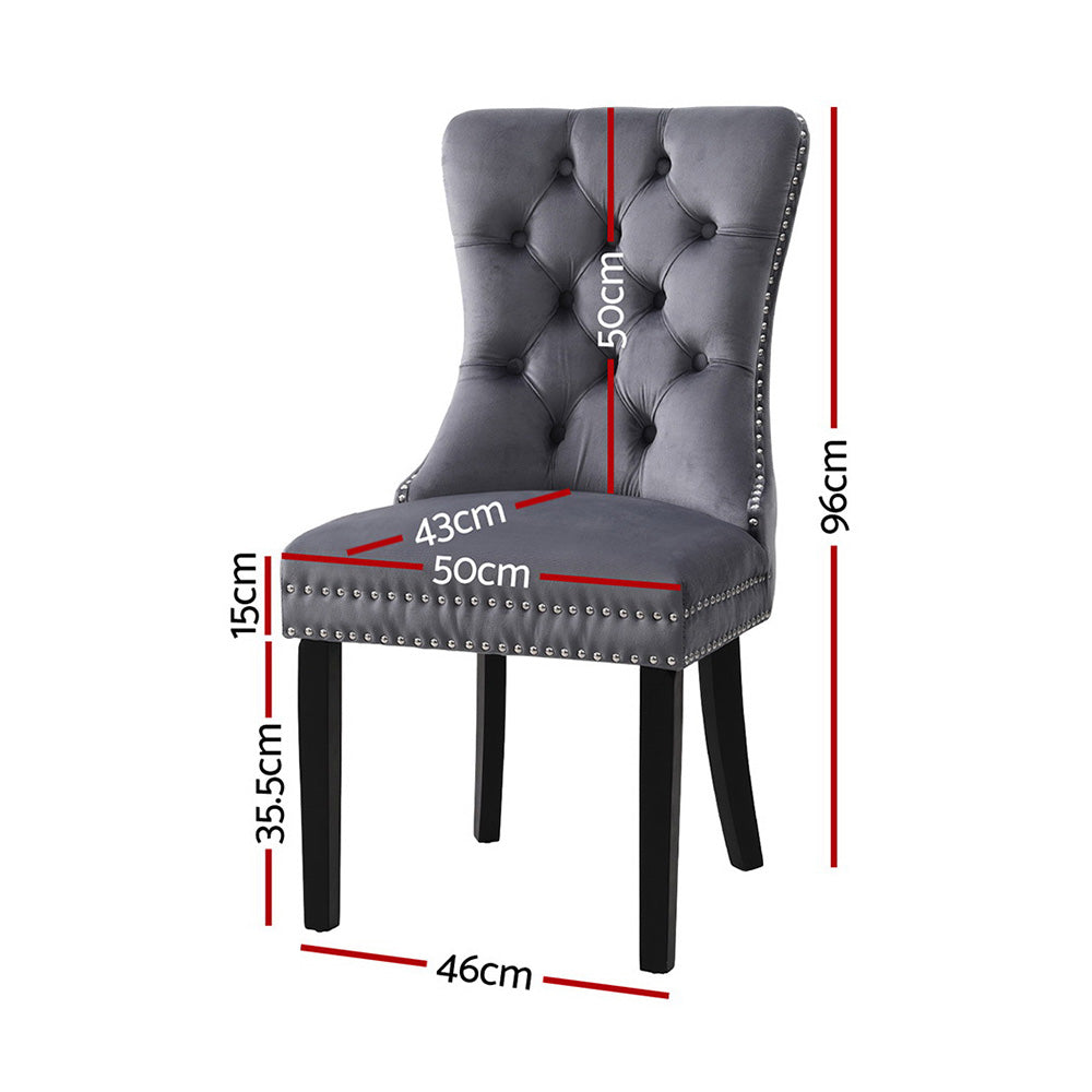 Florence Velvet Dining Chair - Grey (Set of 2)