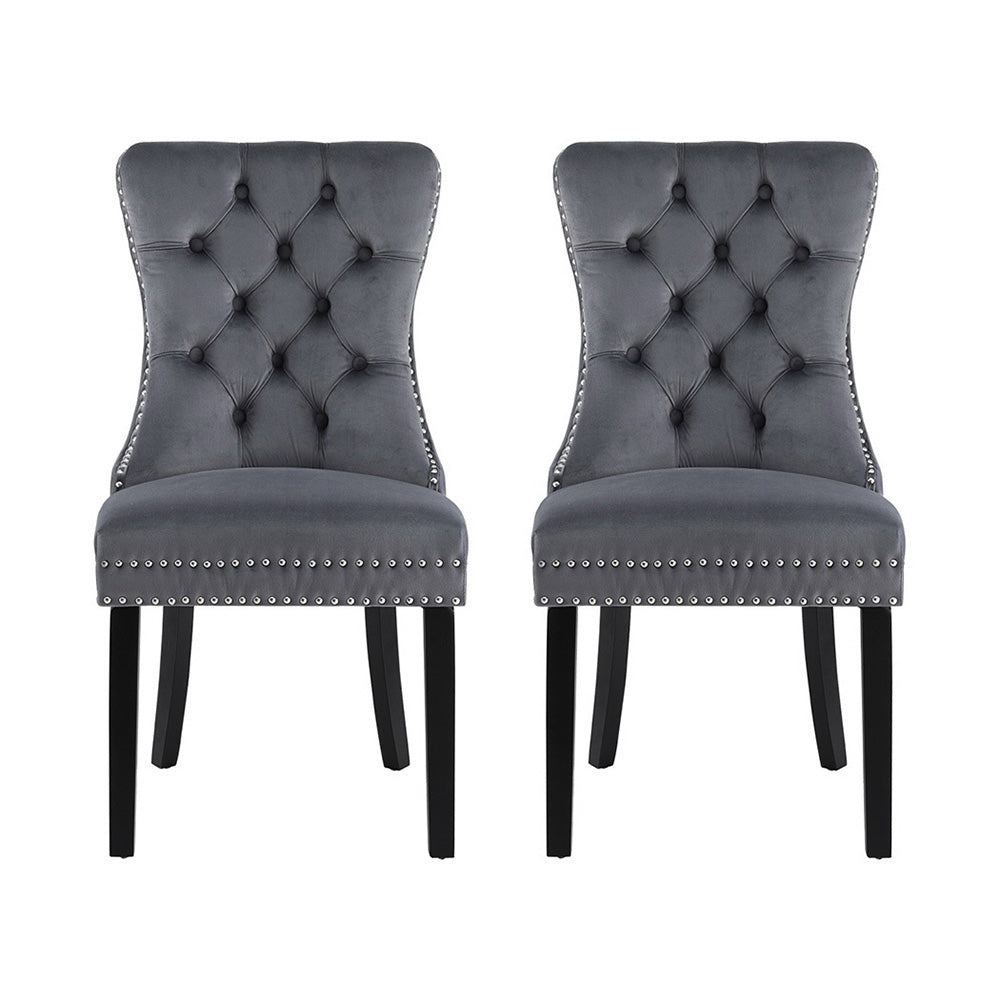 Florence Velvet Dining Chair - Grey (Set of 2)