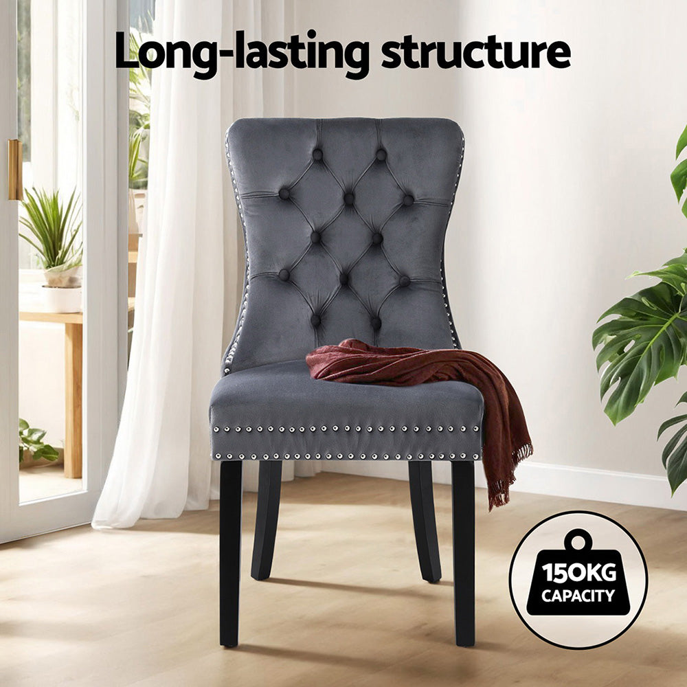Florence Velvet Dining Chair - Grey (Set of 2)