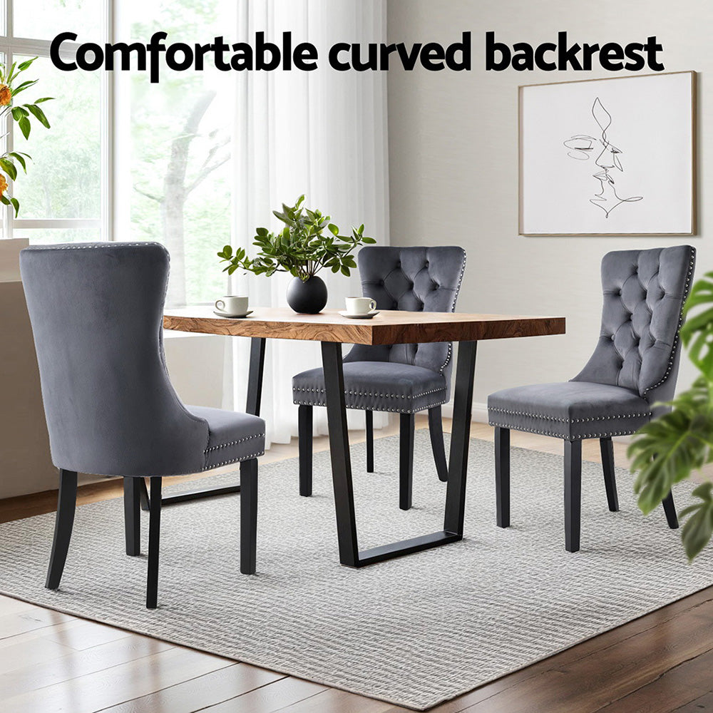 Florence Velvet Dining Chair - Grey (Set of 2)