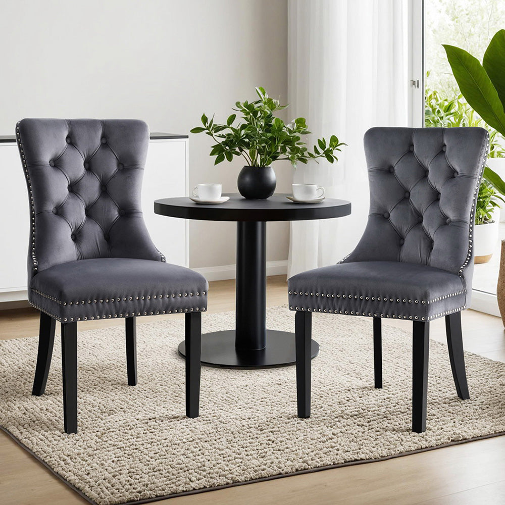 Florence Velvet Dining Chair - Grey (Set of 2)