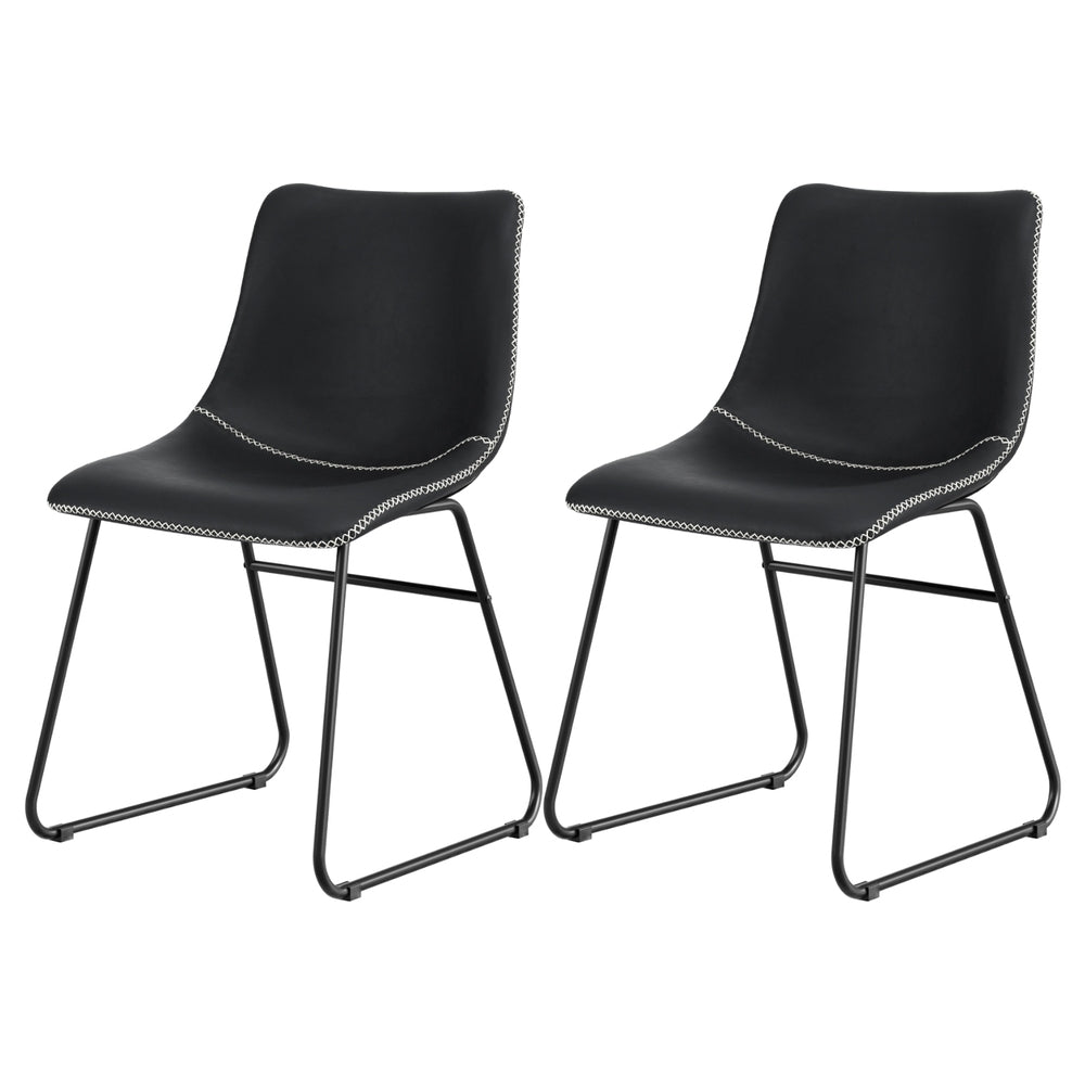 Emmett PU Leather Dining Chair - Black (Set of 2)
