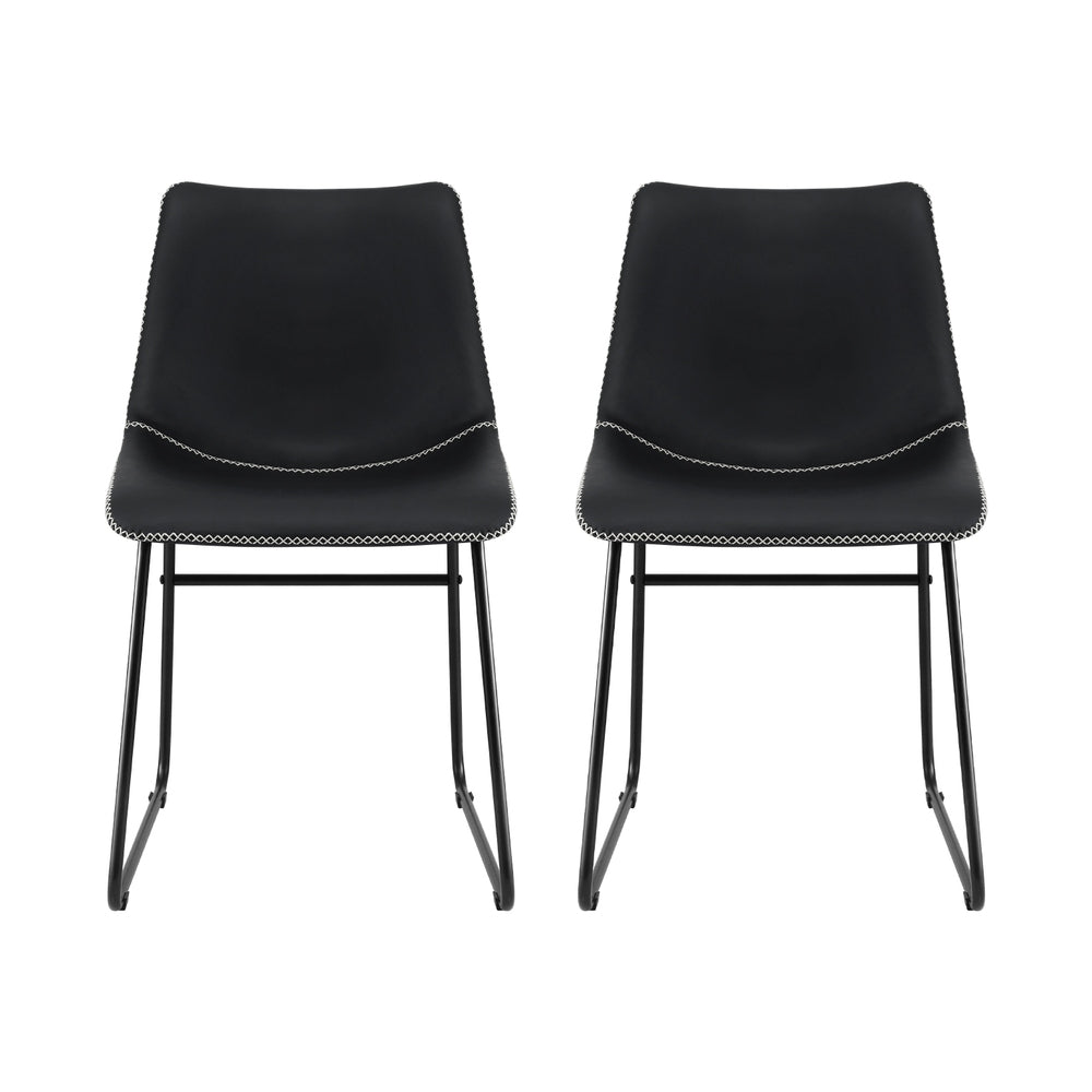 Emmett PU Leather Dining Chair - Black (Set of 2)