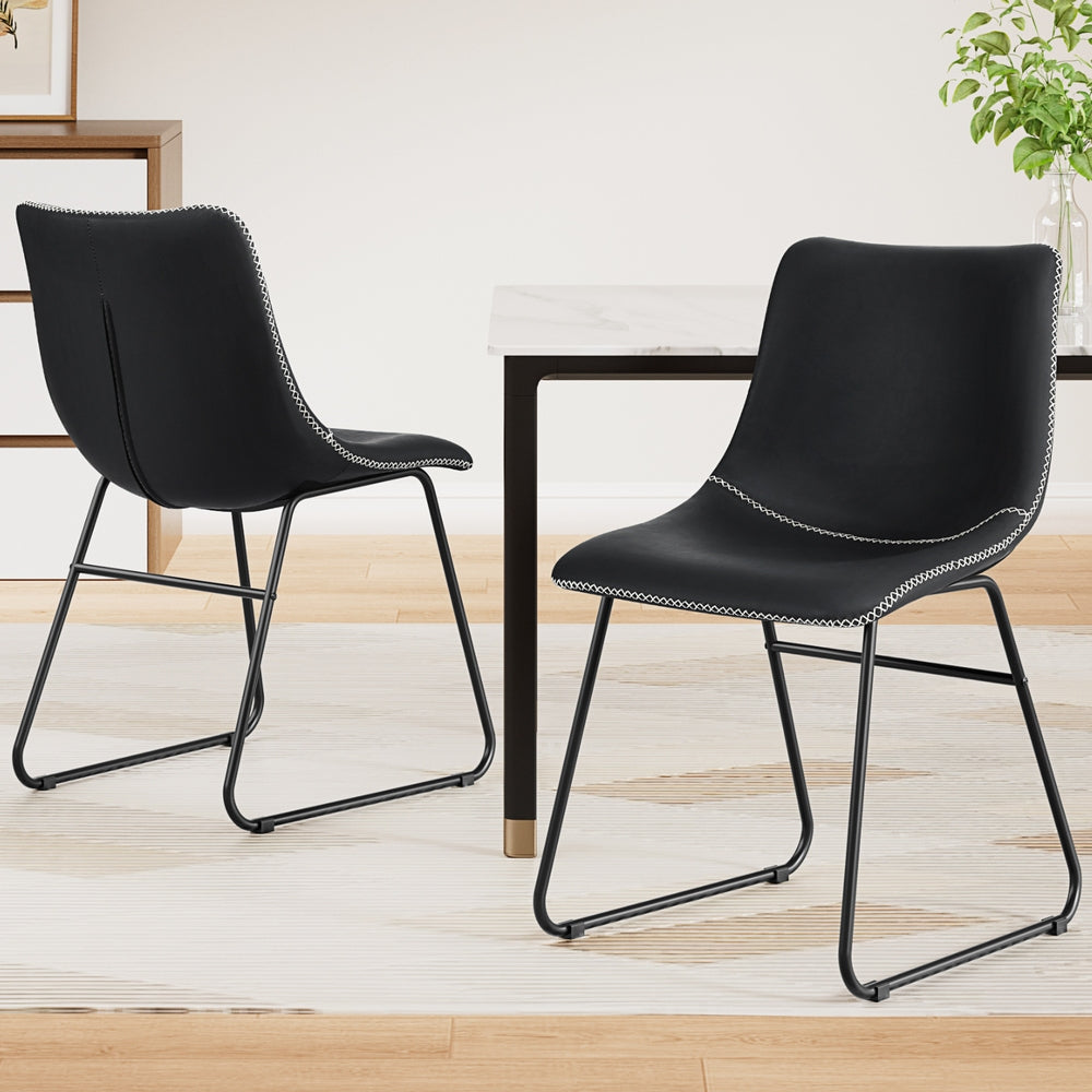 Emmett PU Leather Dining Chair - Black (Set of 2)
