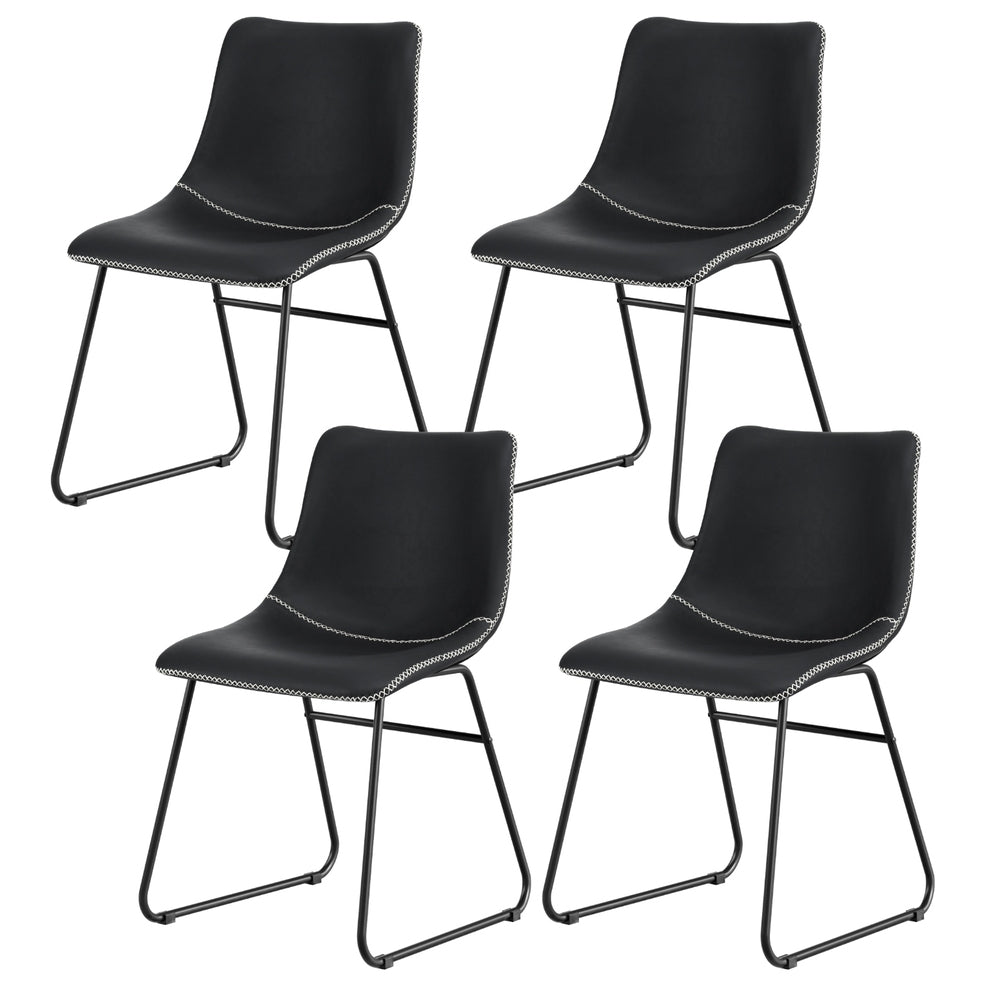 Emmett PU Leather Dining Chair - Black (Set of 4)