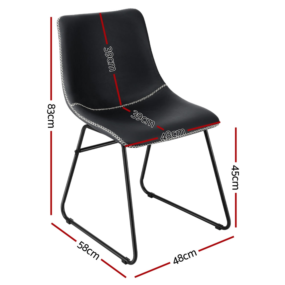 Emmett PU Leather Dining Chair - Black (Set of 4)