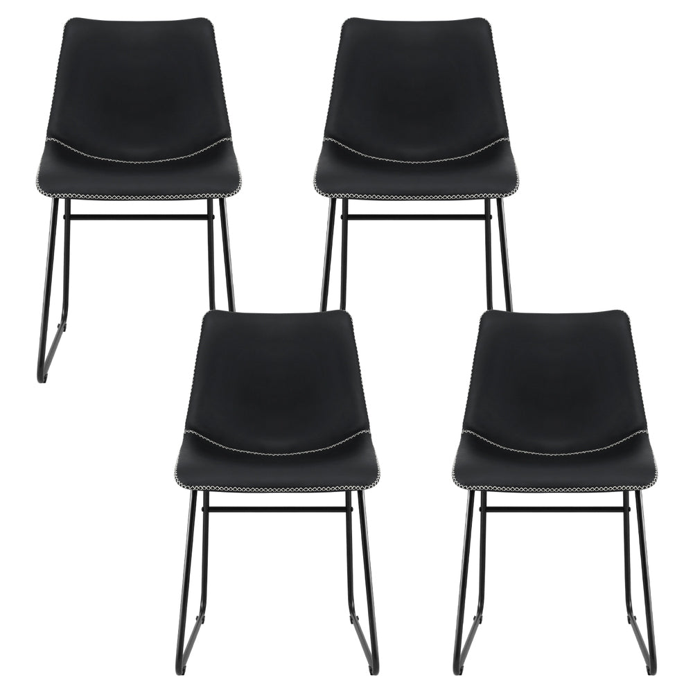 Emmett PU Leather Dining Chair - Black (Set of 4)