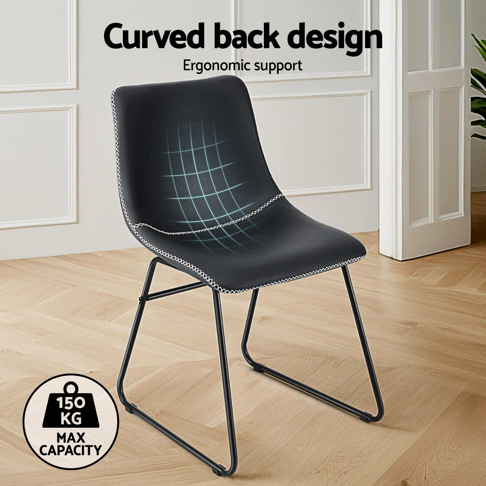 Emmett PU Leather Dining Chair - Black (Set of 4)