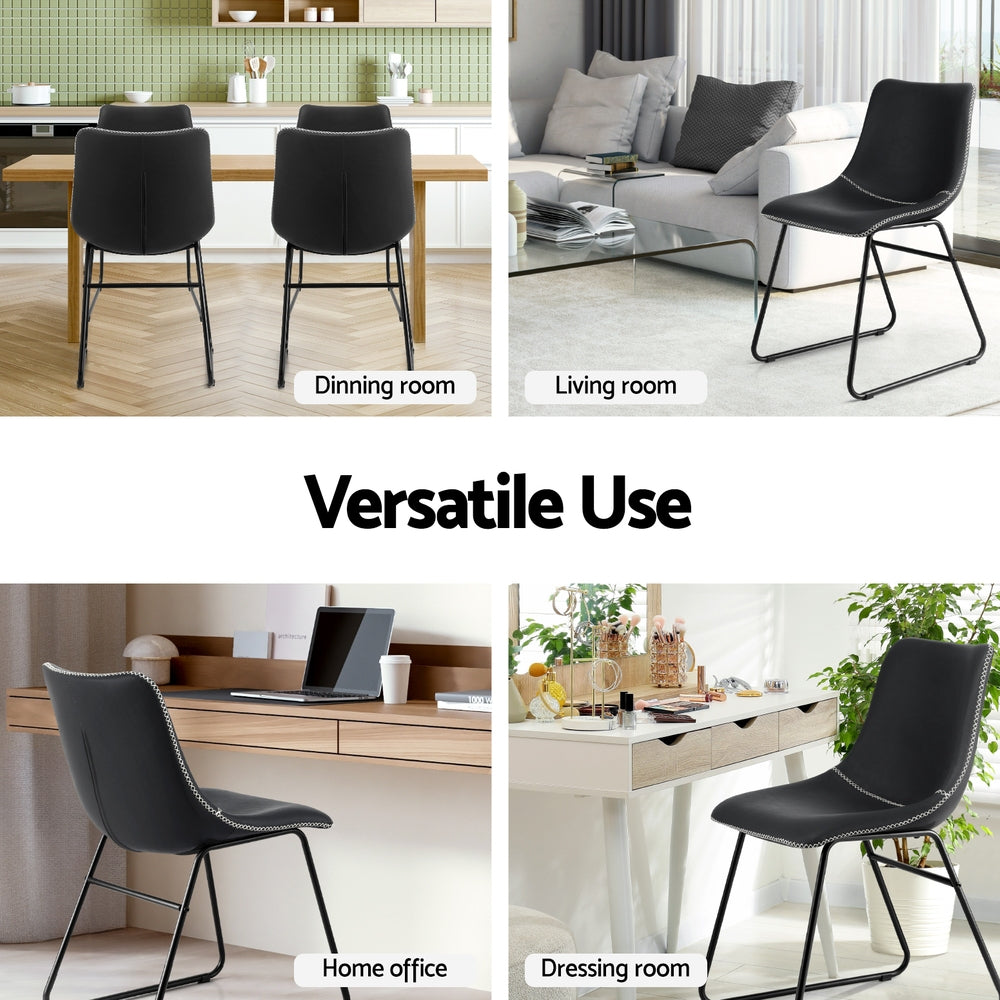 Emmett PU Leather Dining Chair - Black (Set of 4)