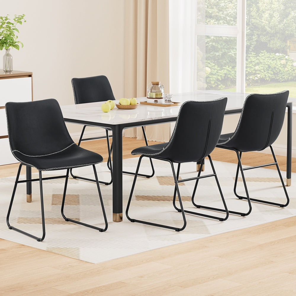 Emmett PU Leather Dining Chair - Black (Set of 4)
