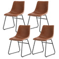 Emmett PU Leather Dining Chair - Brown (Set of 4)