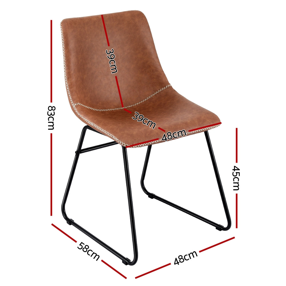 Emmett PU Leather Dining Chair - Brown (Set of 4)