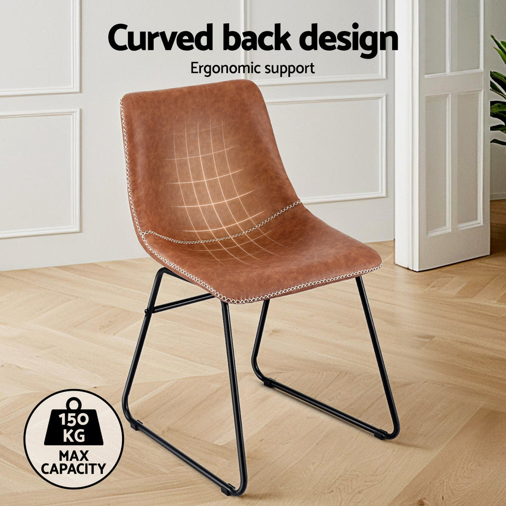 Emmett PU Leather Dining Chair - Brown (Set of 4)
