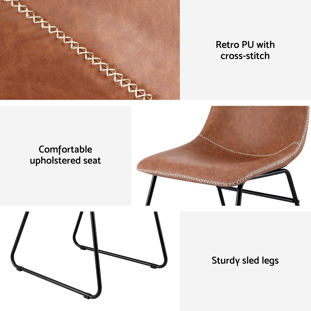 Emmett PU Leather Dining Chair - Brown (Set of 4)