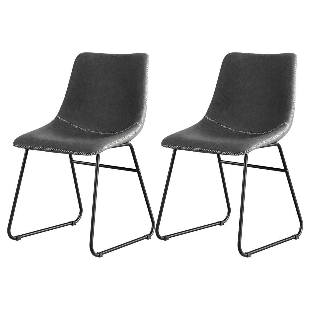Emmett PU Leather Dining Chair - Grey (Set of 2)