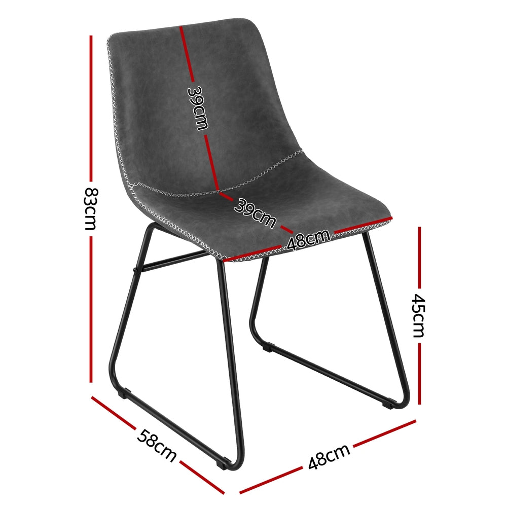 Emmett PU Leather Dining Chair - Grey (Set of 2)