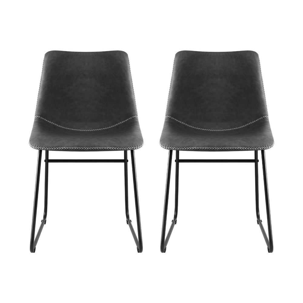 Emmett PU Leather Dining Chair - Grey (Set of 2)