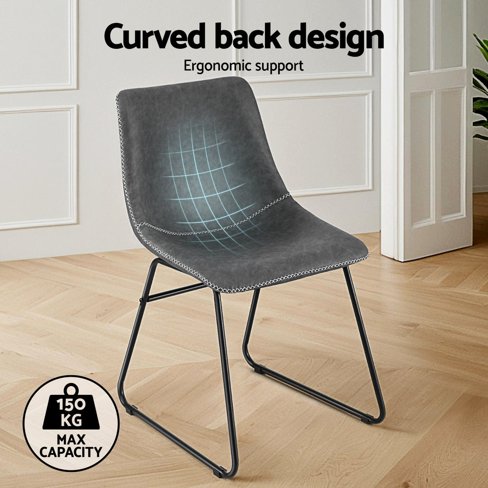 Emmett PU Leather Dining Chair - Grey (Set of 2)