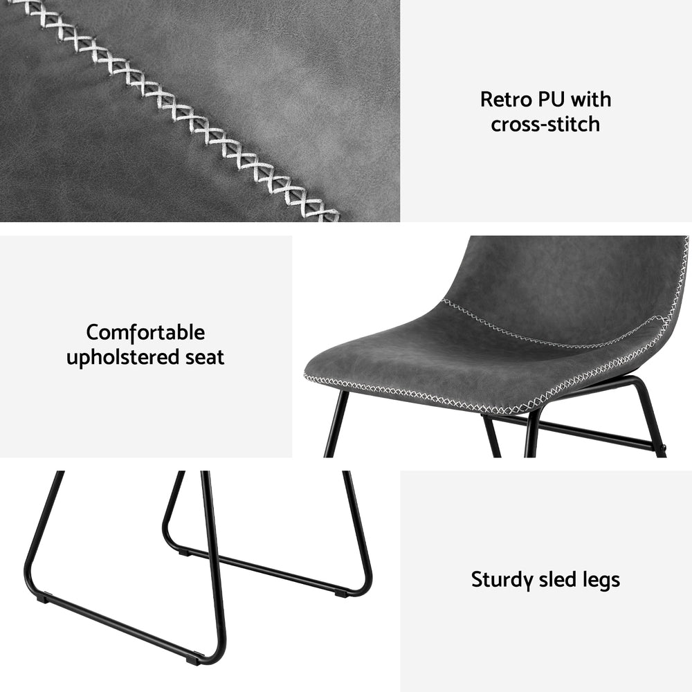 Emmett PU Leather Dining Chair - Grey (Set of 2)
