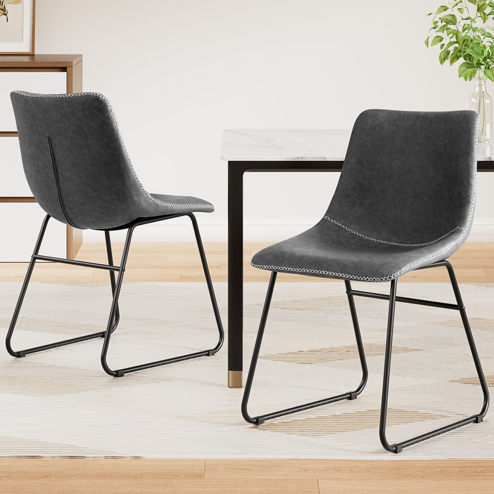 Emmett PU Leather Dining Chair - Grey (Set of 2)