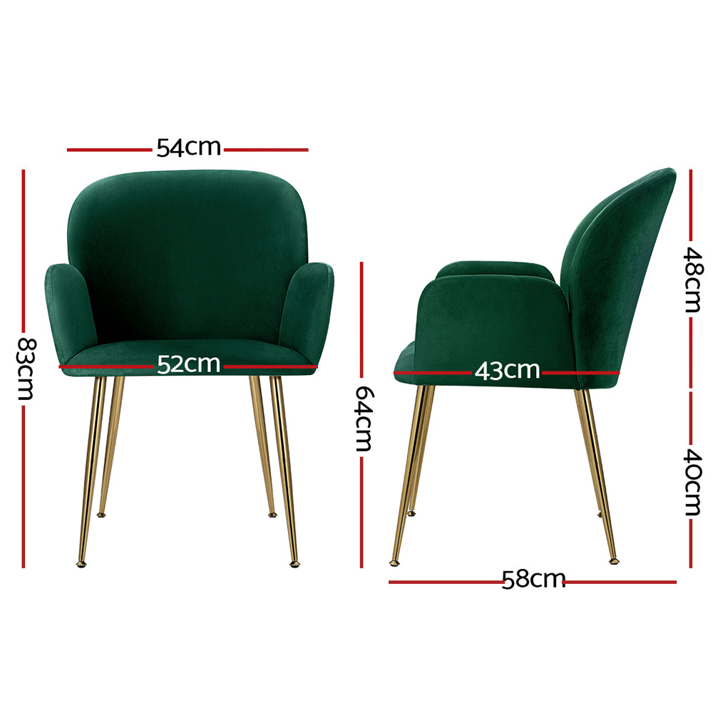 Isabel Velvet Dining Chair - Green (Set of 2)