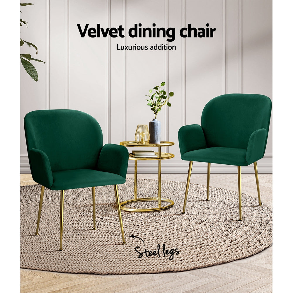 Isabel Velvet Dining Chair - Green (Set of 2)