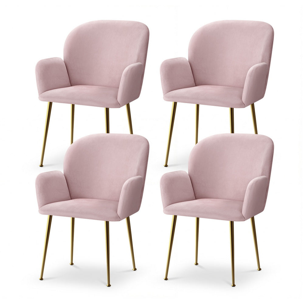 Isabel Velvet Dining Chair - Pink (Set of 4)