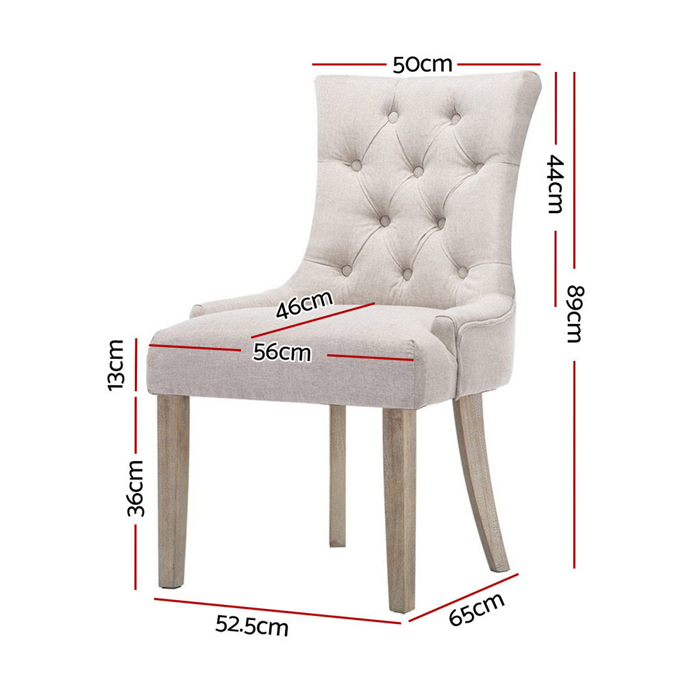 Camille Linen Dining Chair - Beige (Set of 2)