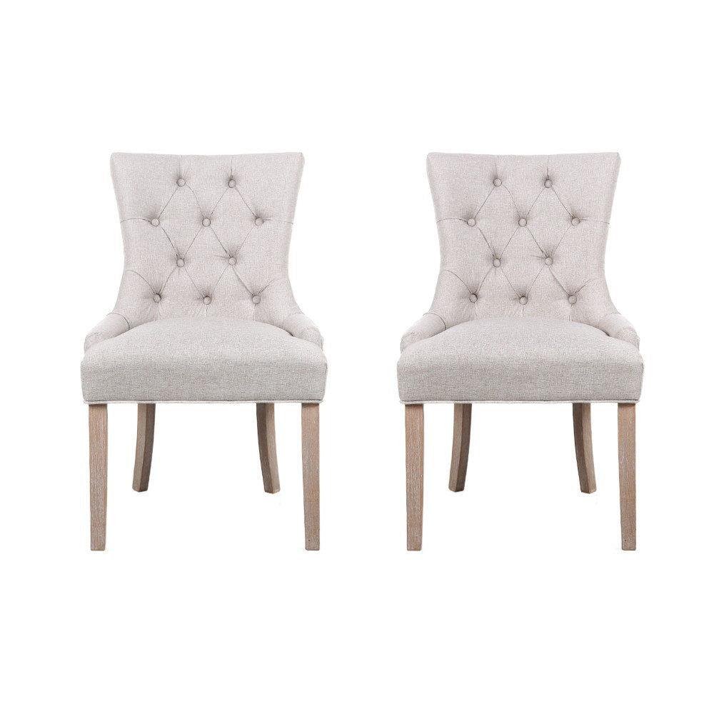 Camille Linen Dining Chair - Beige (Set of 2)