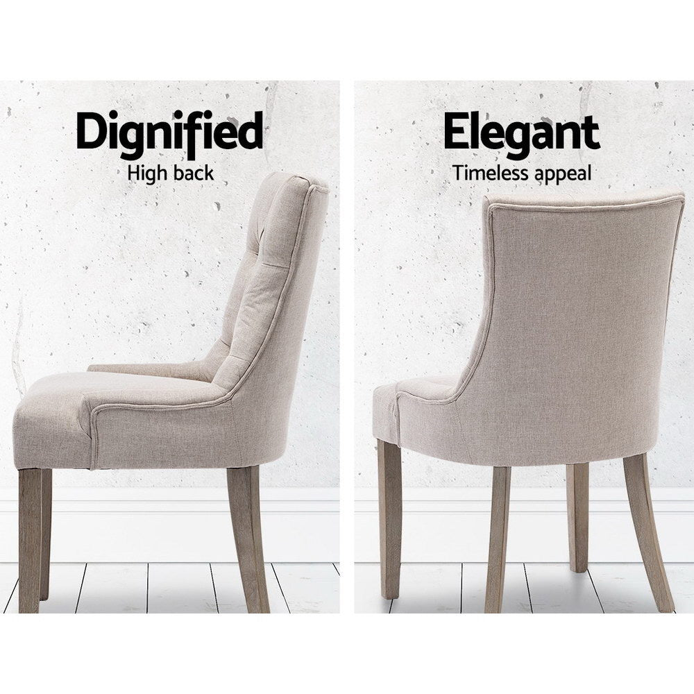 Camille Linen Dining Chair - Beige (Set of 2)