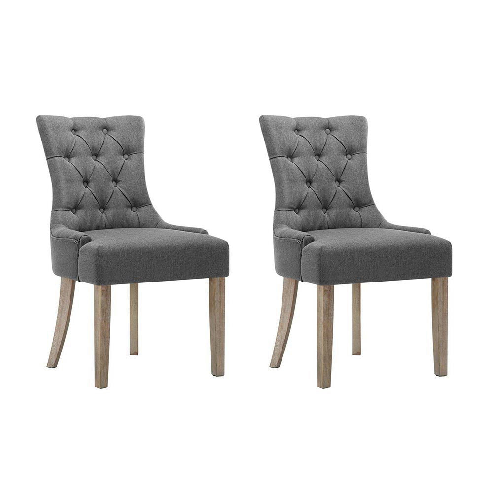 Camille Linen Dining Chair - Grey (Set of 2)
