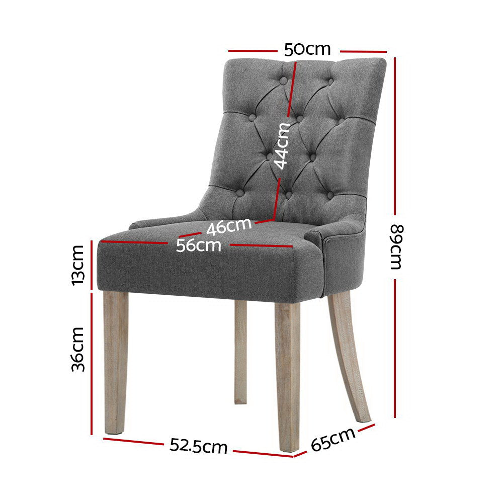 Camille Linen Dining Chair - Grey (Set of 2)