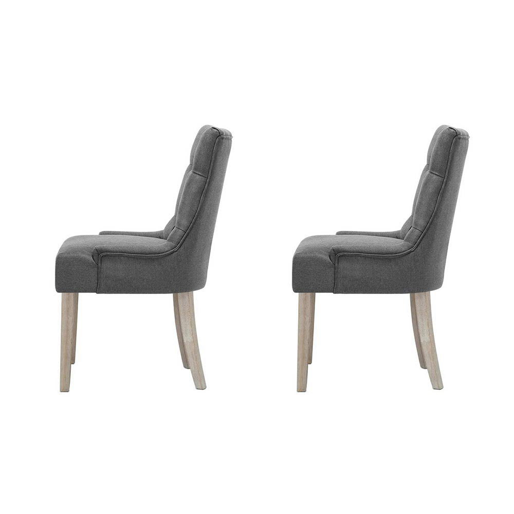 Camille Linen Dining Chair - Grey (Set of 2)