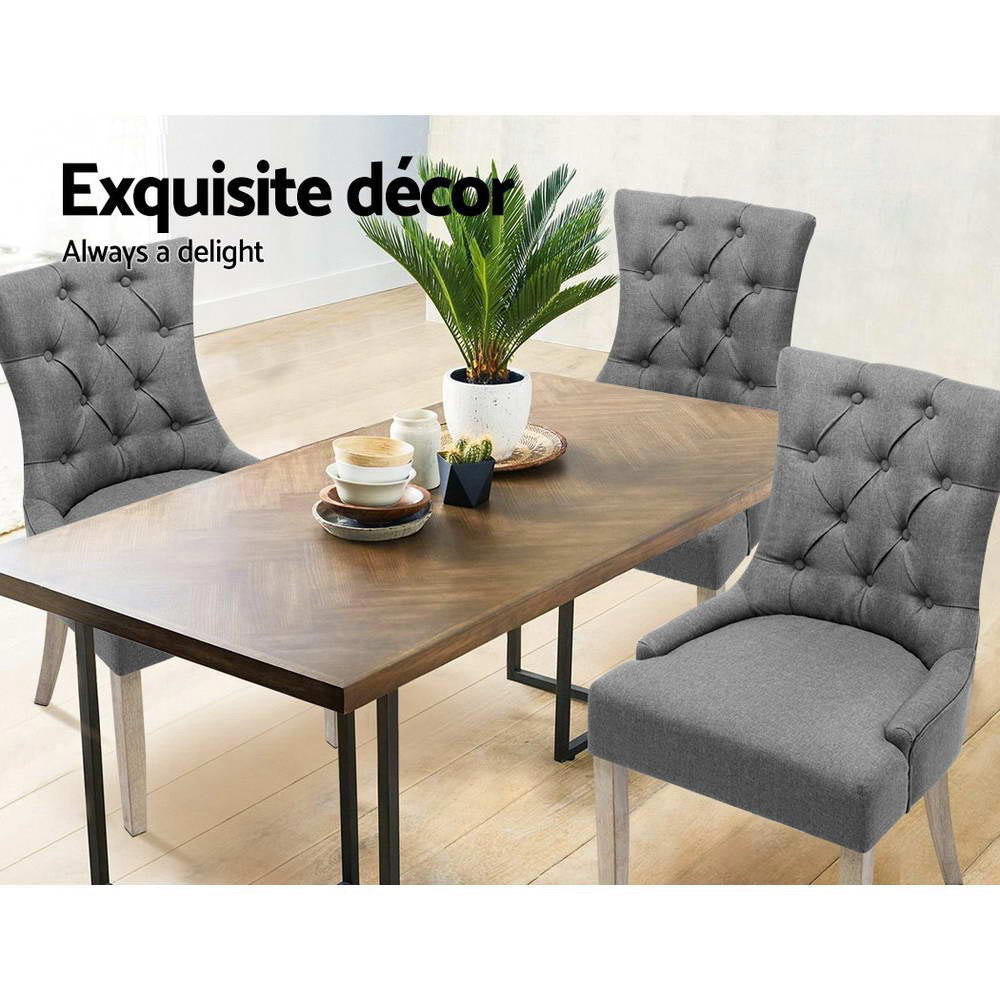 Camille Linen Dining Chair - Grey (Set of 2)