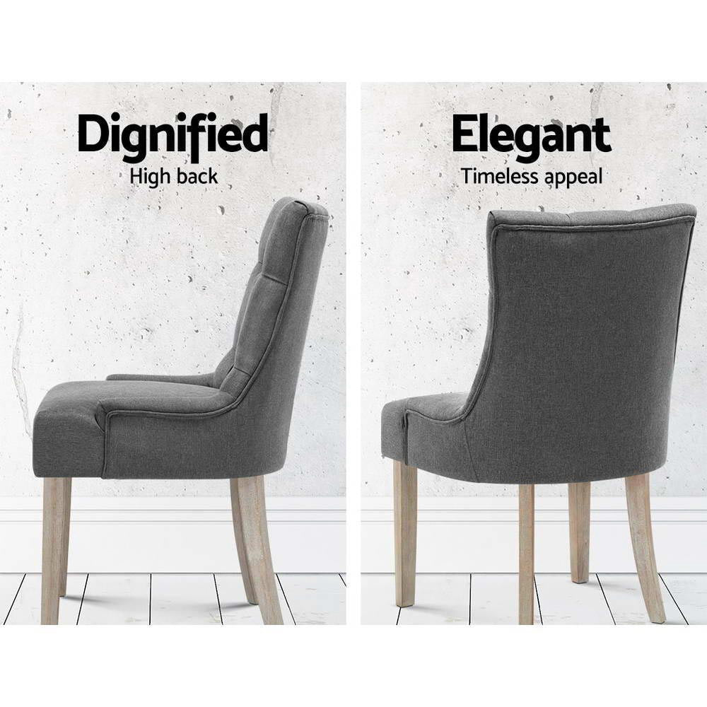Camille Linen Dining Chair - Grey (Set of 2)