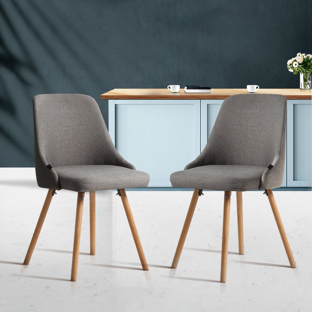 Julian Fabric Dining Chair - Grey (Set of 2)