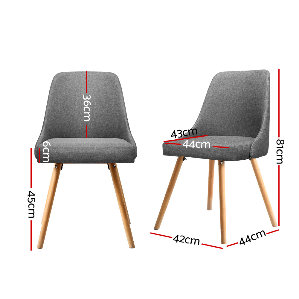 Julian Fabric Dining Chair - Grey (Set of 2)