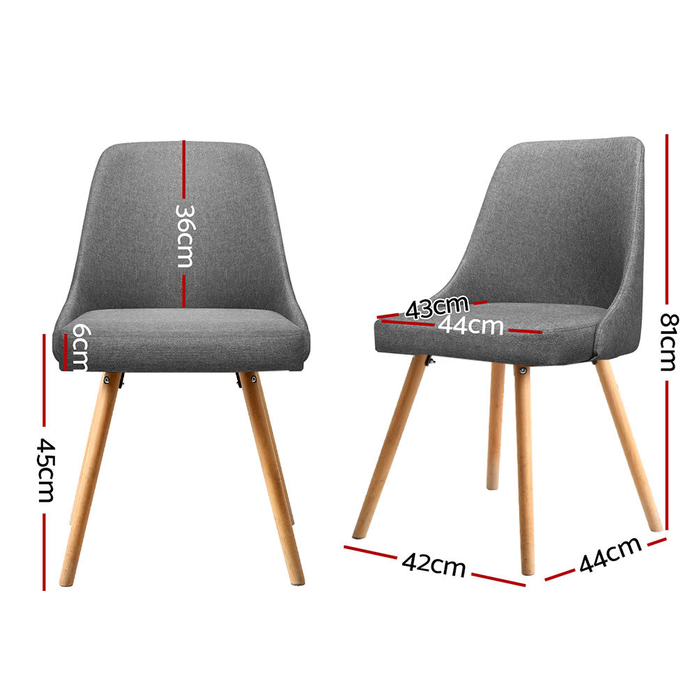 Julian Fabric Dining Chair - Grey (Set of 4)